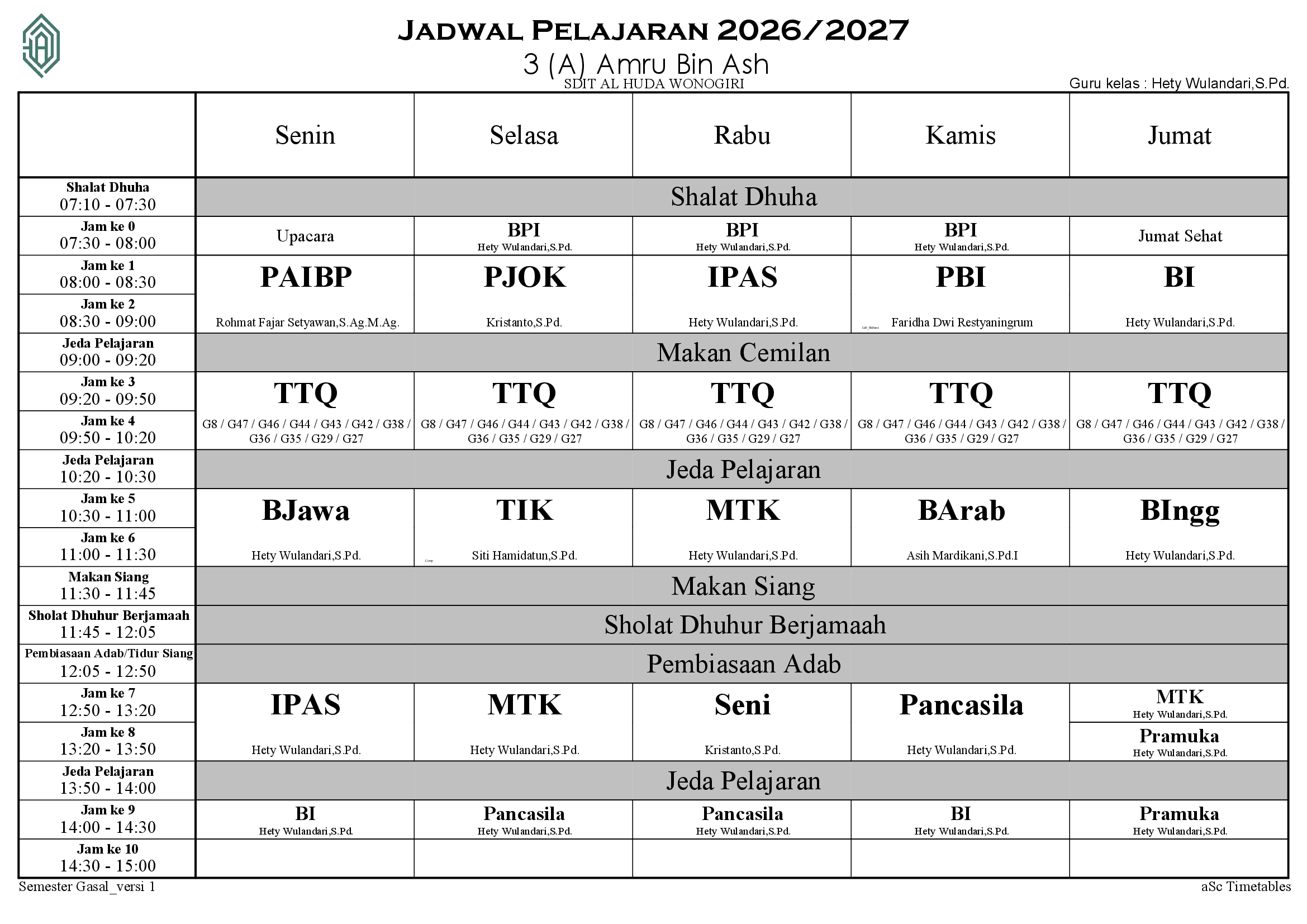 Jadwal 3 (A) Amru Bin Ash